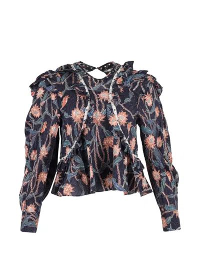 Pre-owned Isabel Marant Vintage Floral-print Blouse In Blue