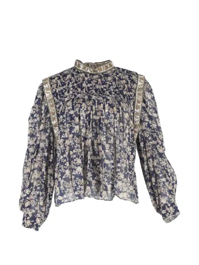 Pre-owned Isabel Marant Vintage Floral-print Blouse In Blue