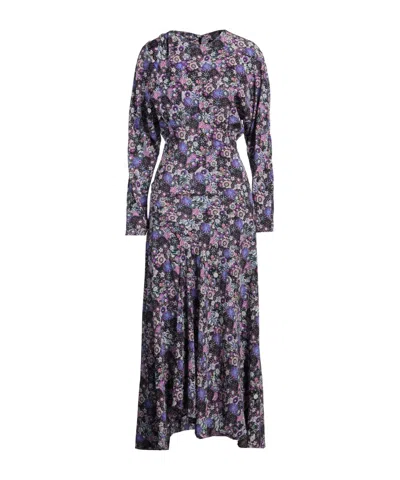 Isabel Marant Vintage Floral Print Long Sleeve Fitted Midi Dress In Multi