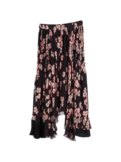 Pre-owned Isabel Marant Vintage Floral-print Pleated Skirt In Black