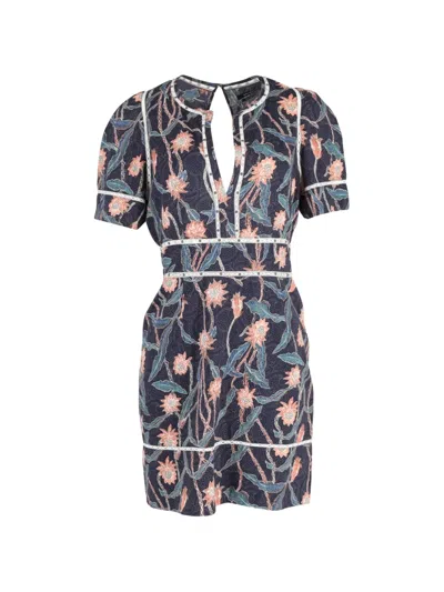 Pre-owned Isabel Marant Vintage Floral-print Short-sleeve Dress In Blue