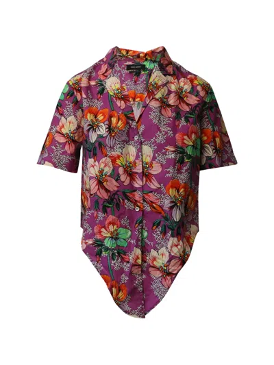 Pre-owned Isabel Marant Vintage Floral-print Tie-waist Shirt In Purple