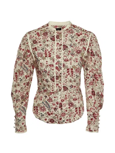 Pre-owned Isabel Marant Vintage Floral-print Cotton Blouse In Neutral