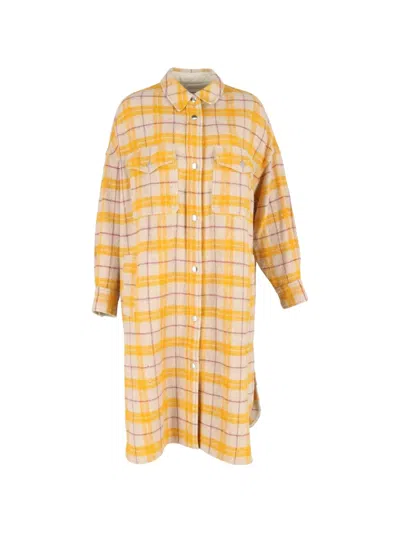 Pre-owned Isabel Marant Vintage Fontia Checked Buttoned Coat In Neutral