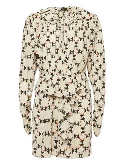 Pre-owned Isabel Marant Vintage Geometric-print Silk-blend Suit In Neutral