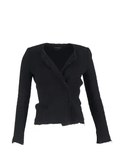 Pre-owned Isabel Marant Vintage Herringbone Tweed Blazer In Black