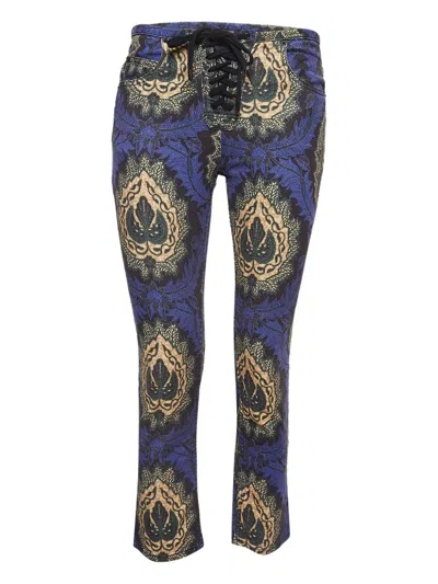 Pre-owned Isabel Marant Vintage Lace-up Floral Trousers In Purple
