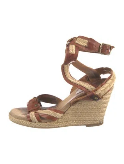 Pre-owned Isabel Marant Vintage Leather Espadrilles In Brown