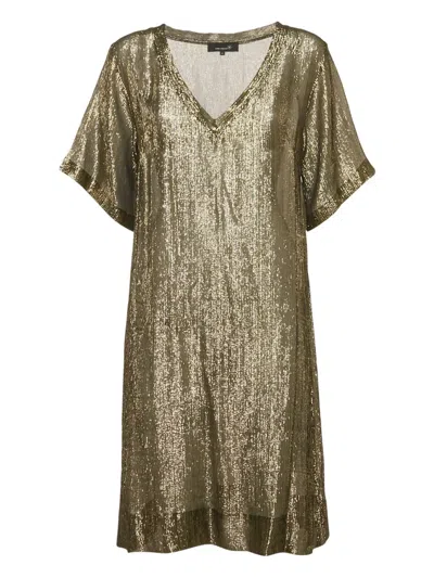 Pre-owned Isabel Marant Vintage Lurex V-neck Dress In Brown