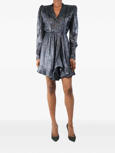 Pre-owned Isabel Marant Vintage Melyo Jacquard-lamé Mini Dress In Blue