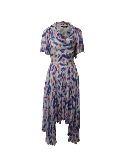 Pre-owned Isabel Marant Vintage Namala Asymmetric Printed Dress In White