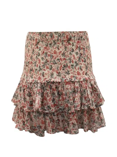 Pre-owned Isabel Marant Vintage Naomi Cotton Tiered Skirt In Neutral