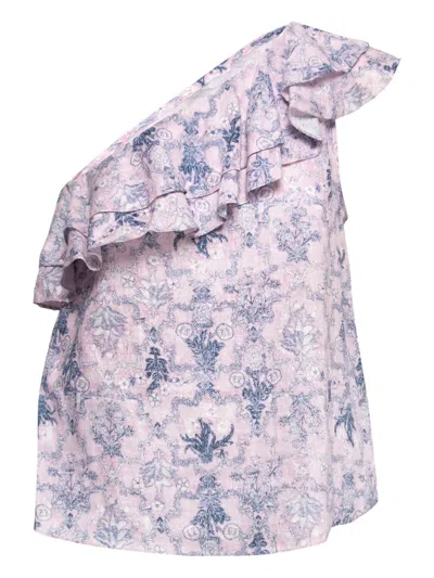 Pre-owned Isabel Marant Vintage One-shoulder Ruffle Top In Pink