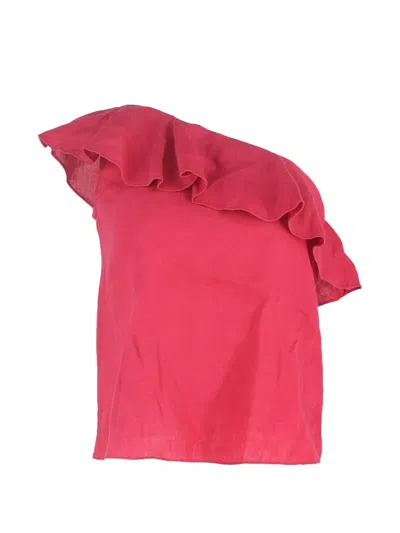 Pre-owned Isabel Marant Vintage One-shoulder Ruffle Top In Pink