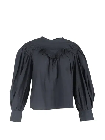 Pre-owned Isabel Marant Vintage Ounissa Lace-trimmed Blouse In Black