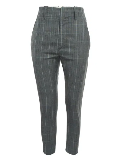 Pre-owned Isabel Marant Vintage Plaid Wool Trousers In Gray