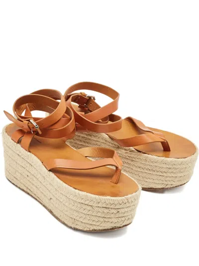 Pre-owned Isabel Marant Vintage Platform Ankle-strap Sandals In Brown