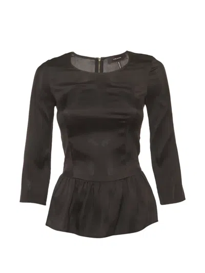 Pre-owned Isabel Marant Vintage Pleat-detail Taffeta Blouse In Black