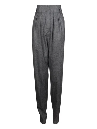 Pre-owned Isabel Marant Vintage Pleated High-waist Trousers In Gray