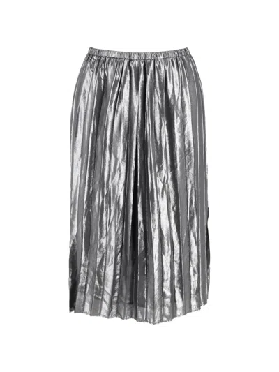 Pre-owned Isabel Marant Vintage Pleated Side-slit Midi Skirt In Silver