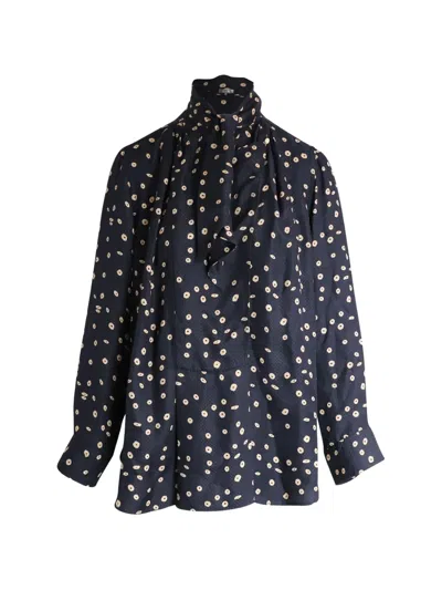 Pre-owned Isabel Marant Vintage Polka-dot Pattern Silk Blouse In Black
