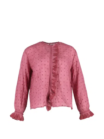 Pre-owned Isabel Marant Vintage Polka Dot Ruffle Blouse In Pink