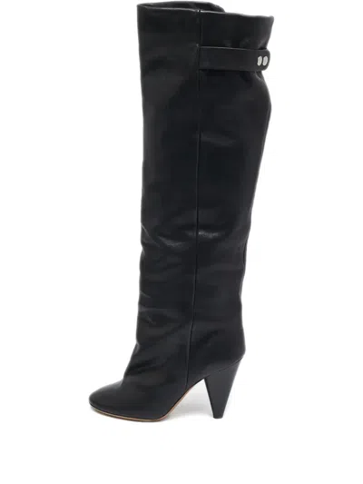 Pre-owned Isabel Marant Vintage  100mm Leather Boots In Black