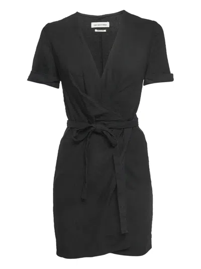 Pre-owned Isabel Marant Vintage  Wrap Short Sleeve Dress In Black