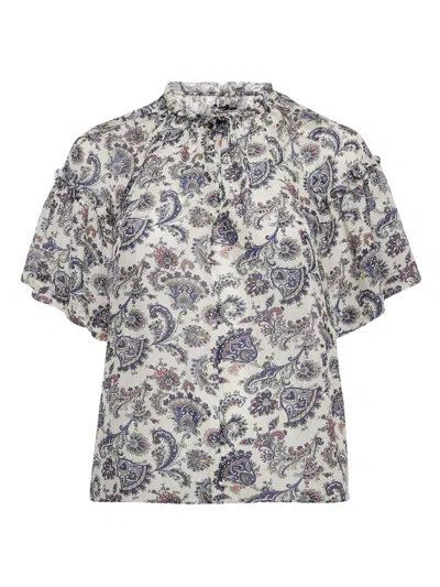 Pre-owned Isabel Marant Vintage  Nes Paisley Ruffle Top In Neutral