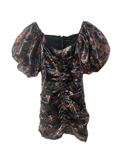 Pre-owned Isabel Marant Vintage Puff Sleeve Print Dress In Black