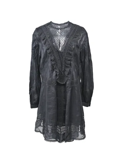 Pre-owned Isabel Marant Vintage Rowina Ruffled Mini Dress In Black