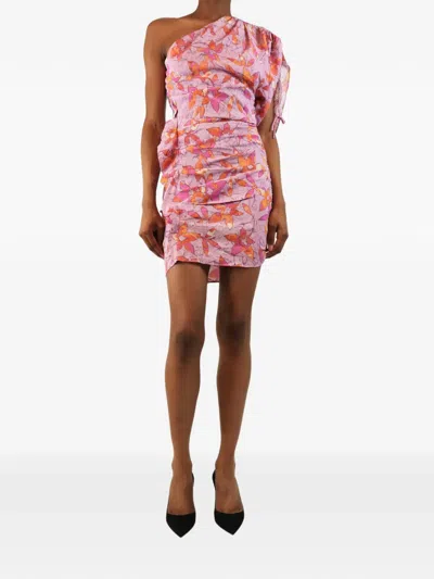 Pre-owned Isabel Marant Vintage Ruched One-shoulder Dress In Pink