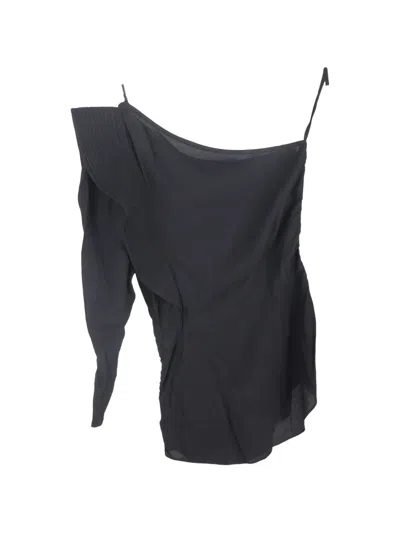 Pre-owned Isabel Marant Vintage Ruffled One-shoulder Top In Black