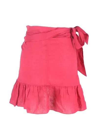 Pre-owned Isabel Marant Vintage Ruffled Wrap Mini Skirt In Red