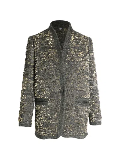 Pre-owned Isabel Marant Vintage Sequined Single-button Jacket In Gray