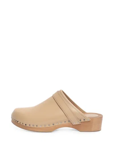 Pre-owned Isabel Marant Vintage Studded Leather Clogs In Neutral