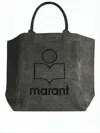 Isabel Marant Vintage-style Textured Cotton Tote Bag With Embroidered Logo In White