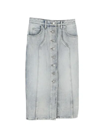 Pre-owned Isabel Marant Vintage Vandy Button-fastening Denim Midi Skirt In Blue