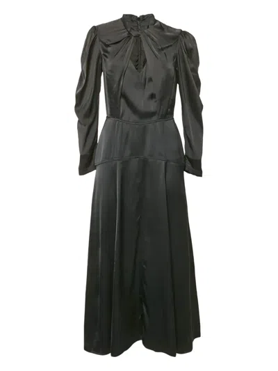 Pre-owned Isabel Marant Vintage Vilma Draped Satin Dress In Black