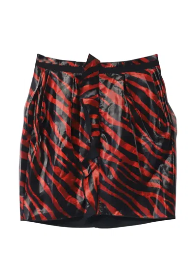 Pre-owned Isabel Marant Vintage Yelena Animal-print Mini Skirt In Red
