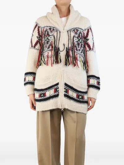 Pre-owned Isabel Marant Vintage Yosemite Fringed Cardigan In Neutral