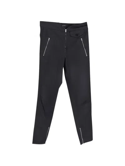 Pre-owned Isabel Marant Vintage Zipper Cotton Trousers In Black