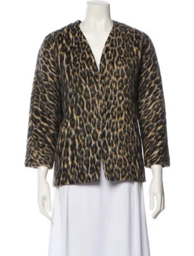 Pre-owned Isabel Marant Virgin Wool Animal Print Fur Jacket In Black