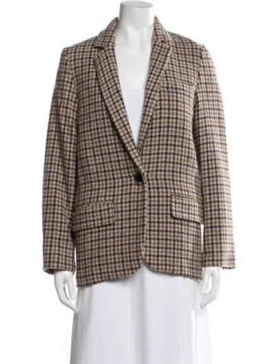 Pre-owned Isabel Marant Virgin Wool Houndstooth Print Blazer In Neutral