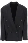 Isabel Marant Klero Checked Double-breasted Wool-blend Blazer In Grigio