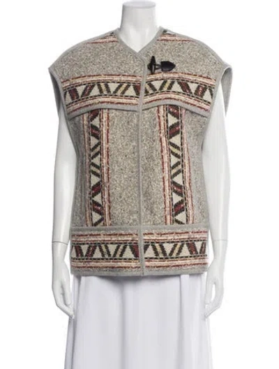 Pre-owned Isabel Marant Virgin Wool Patterned Coat In Grey