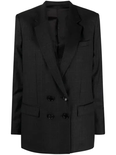 Isabel Marant Virgin Wool Plaid Blazer In Black