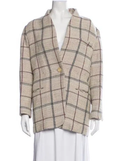 Pre-owned Isabel Marant Virgin Wool Plaid Print Blazer In Neutrals