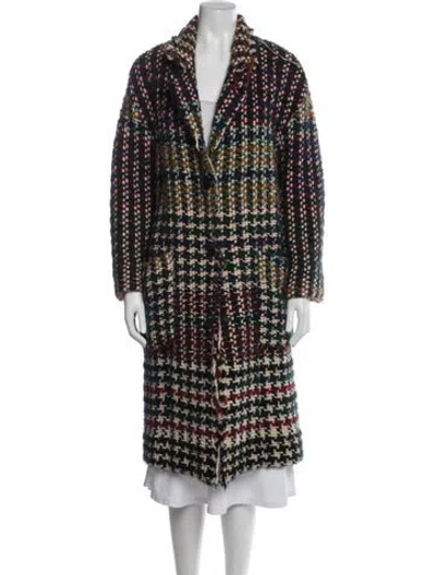 Pre-owned Isabel Marant Virgin Wool Plaid Print Coat In Green