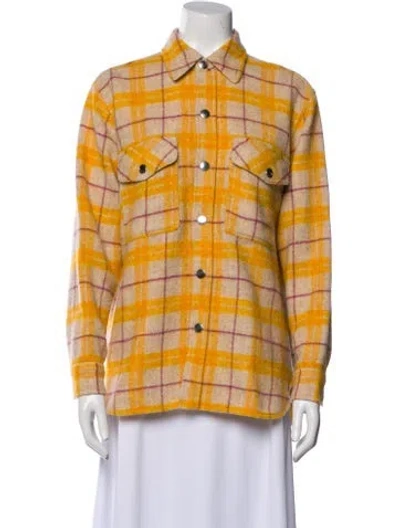 Pre-owned Isabel Marant Virgin Wool Plaid Print Coat In Yellow